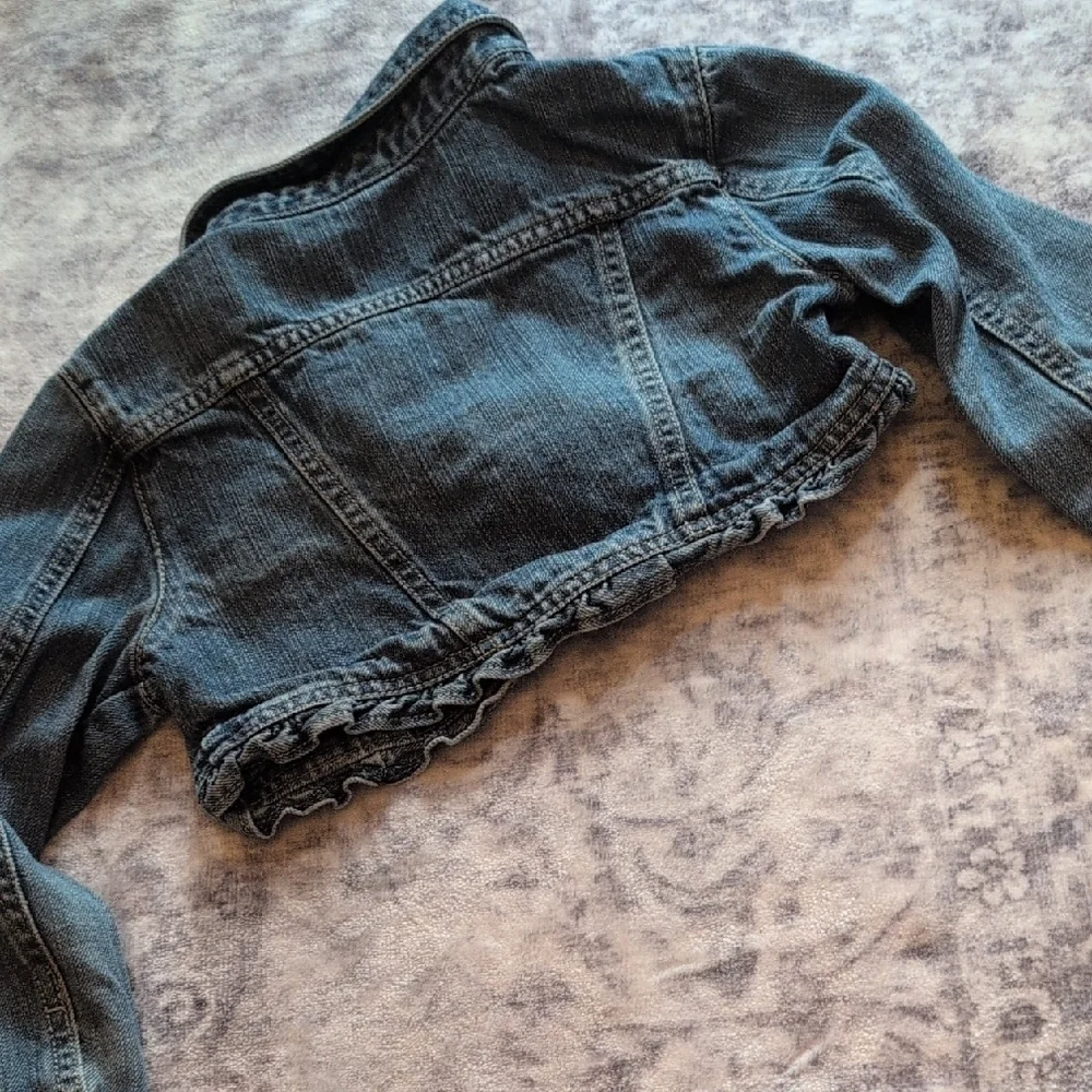 Gymboree Dark Blue Jean Jacket with Ruffle Trim
